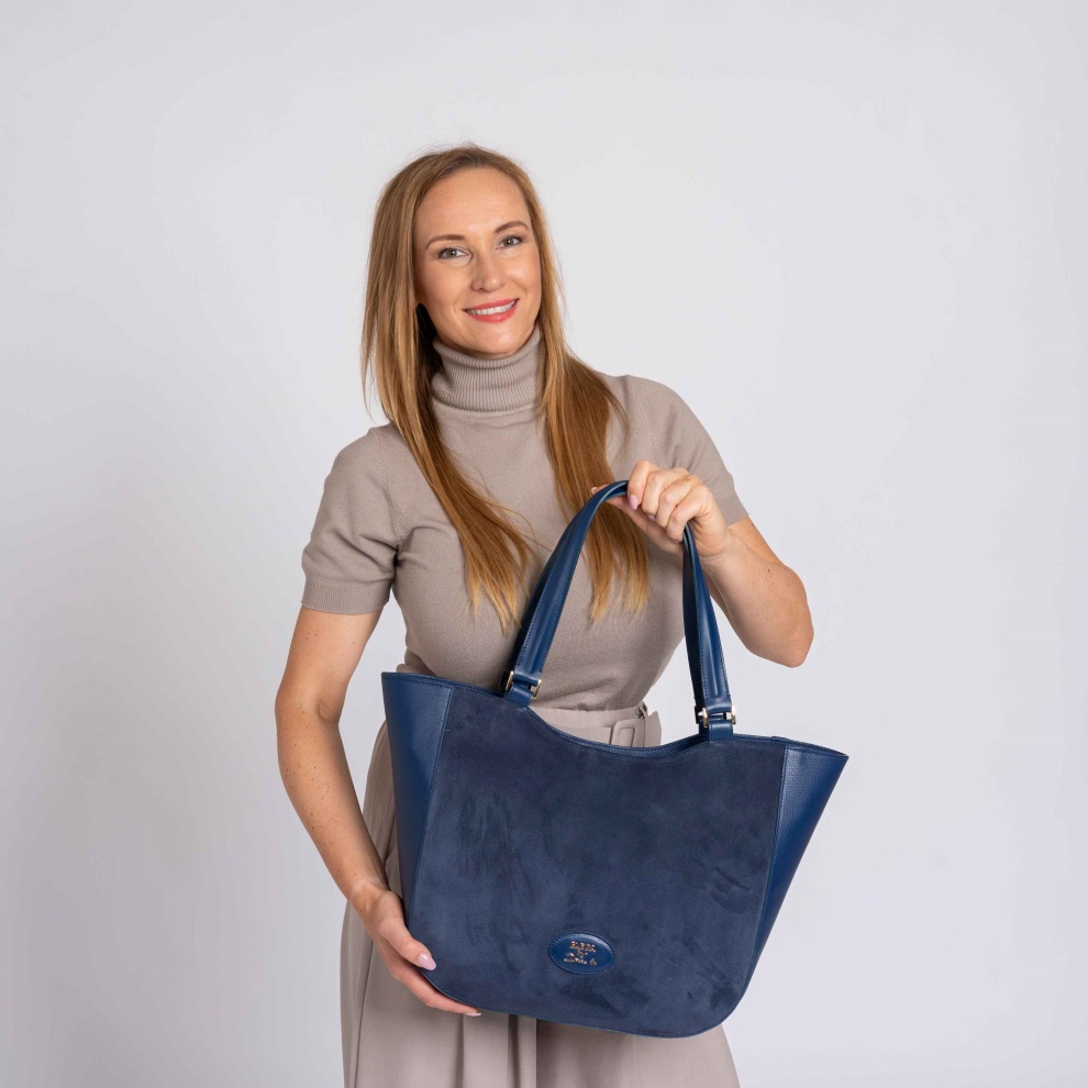 Shopper kabelka Brera modrá/zlato (7)