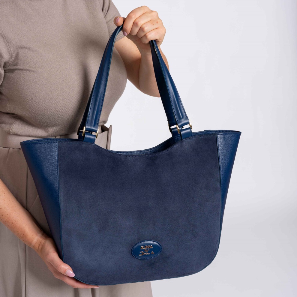 Shopper kabelka Brera modrá/zlato (9)