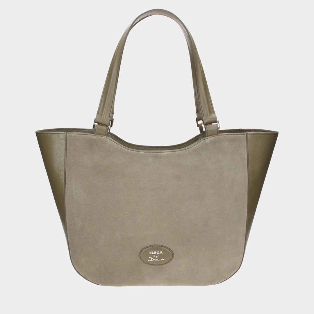 Shopper kabelka Brera olivová velúr/striebro