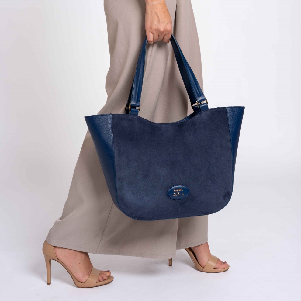 Shopper kabelka Brera modrá/zlato (8)